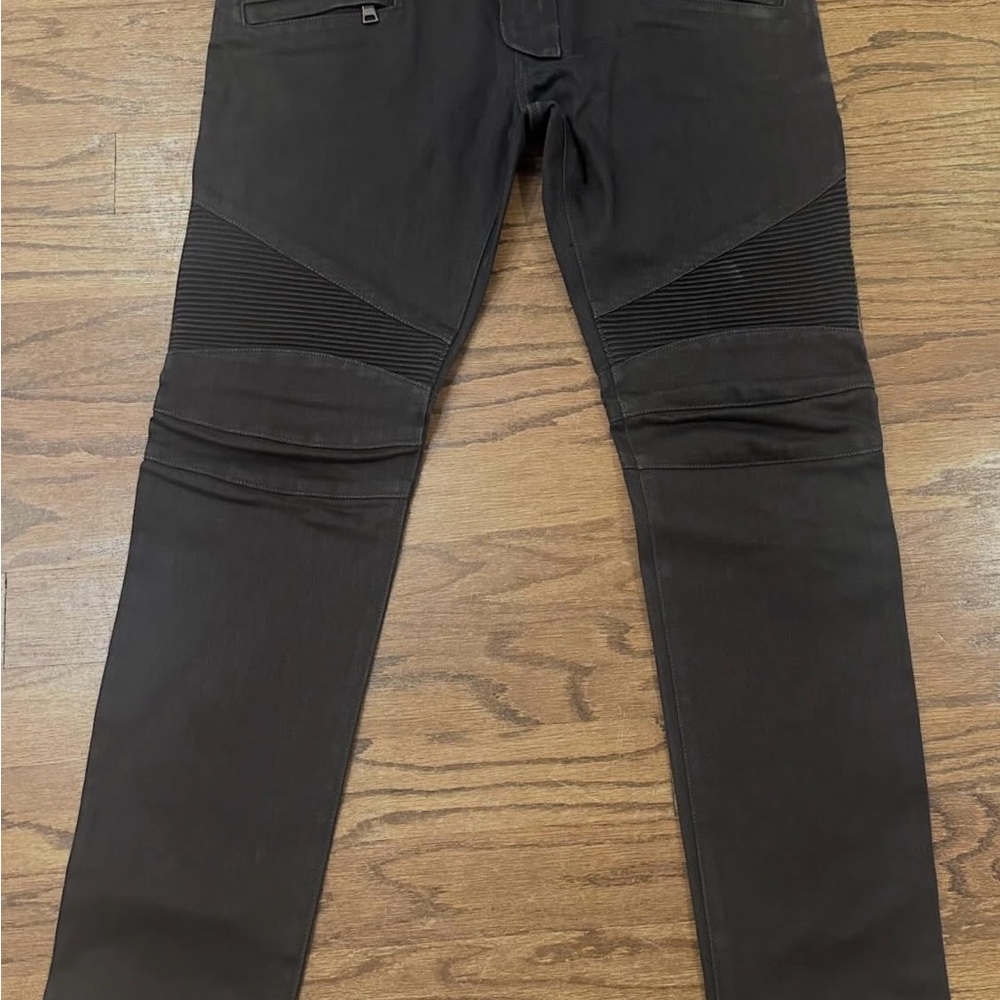 Balmain Men's Black Denim Biker Jeans